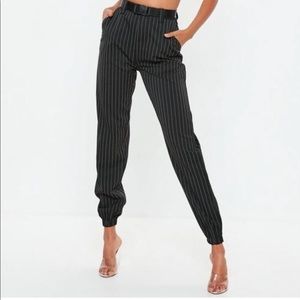 Missguided black highwaist pinstripe trousers